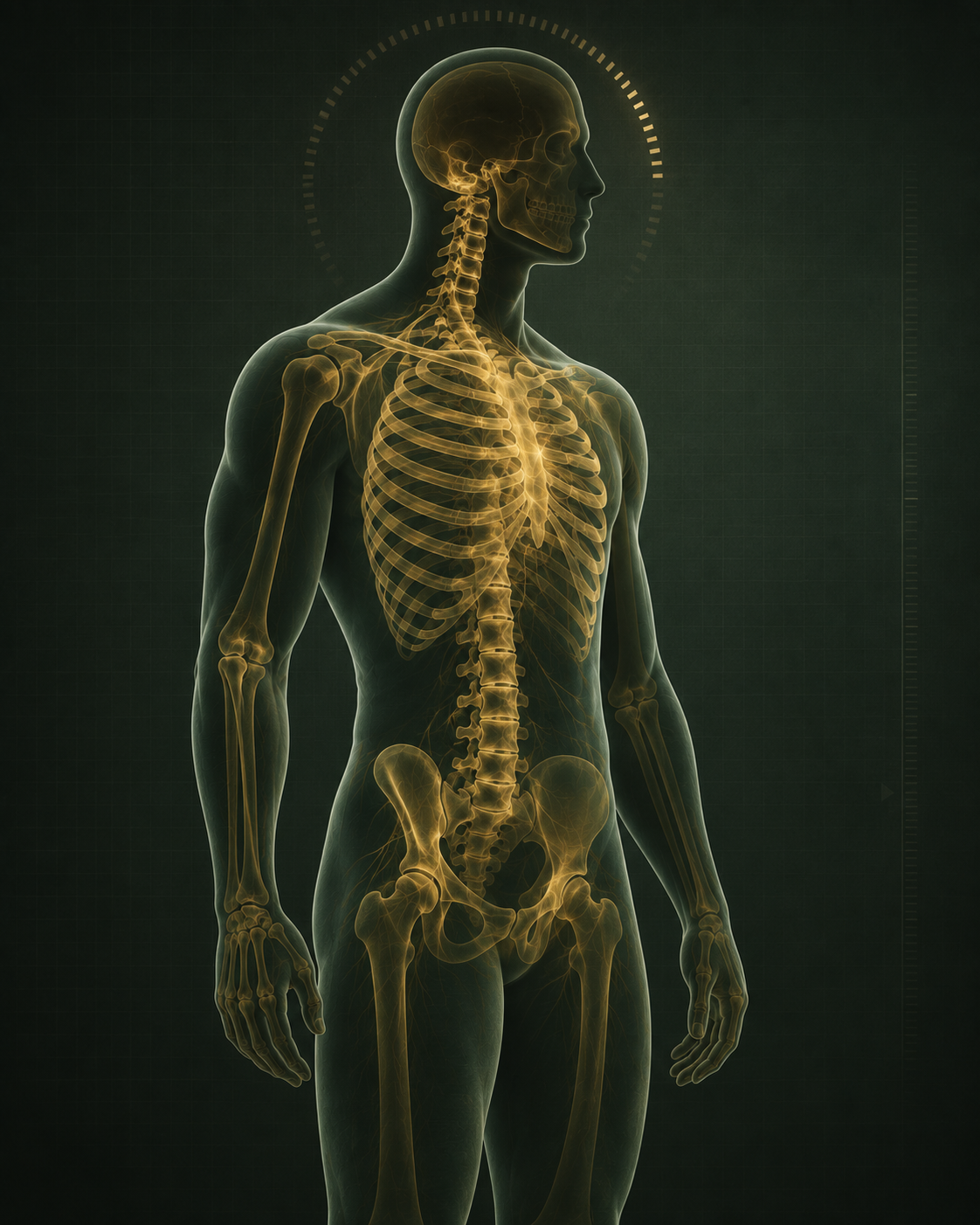 Illustratieve anatomische weergave van een man, geen scanresultaat
